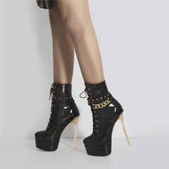 Patent Lace Up Platform Boots