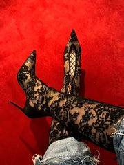 Lace Up Stiletto Knee High Boots