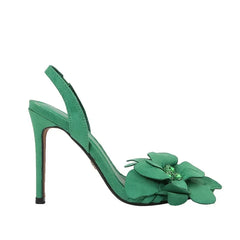 Crystal Green Flower High Heeled Sandals