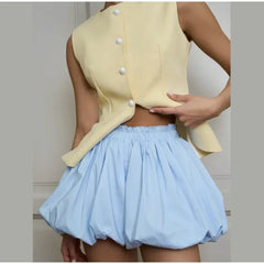 Sculpted Vest & Bubble Skirt Set | Bold Street Style 2-Piece Look