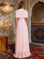Pink Beaded Shawl Sleeve Bow Detail Maxi Dress
