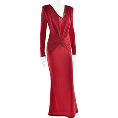 Red evening gown on a white background