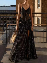 Pleated A-line maxi dress with cut-out detailing