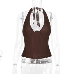 Plunge Halter Corset Top