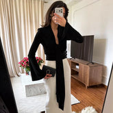 V neck bell sleeve wrap top