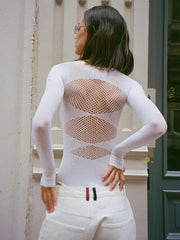 Mesh Elastic Sequin Long Sleeve Bodysuit