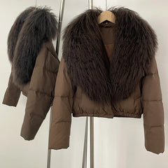 Cropped Fur Collar Puffer Jacket