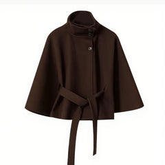 Brown cape with a belt on a white background
