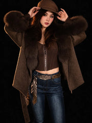 Faux Fur Trim Belted Jacket