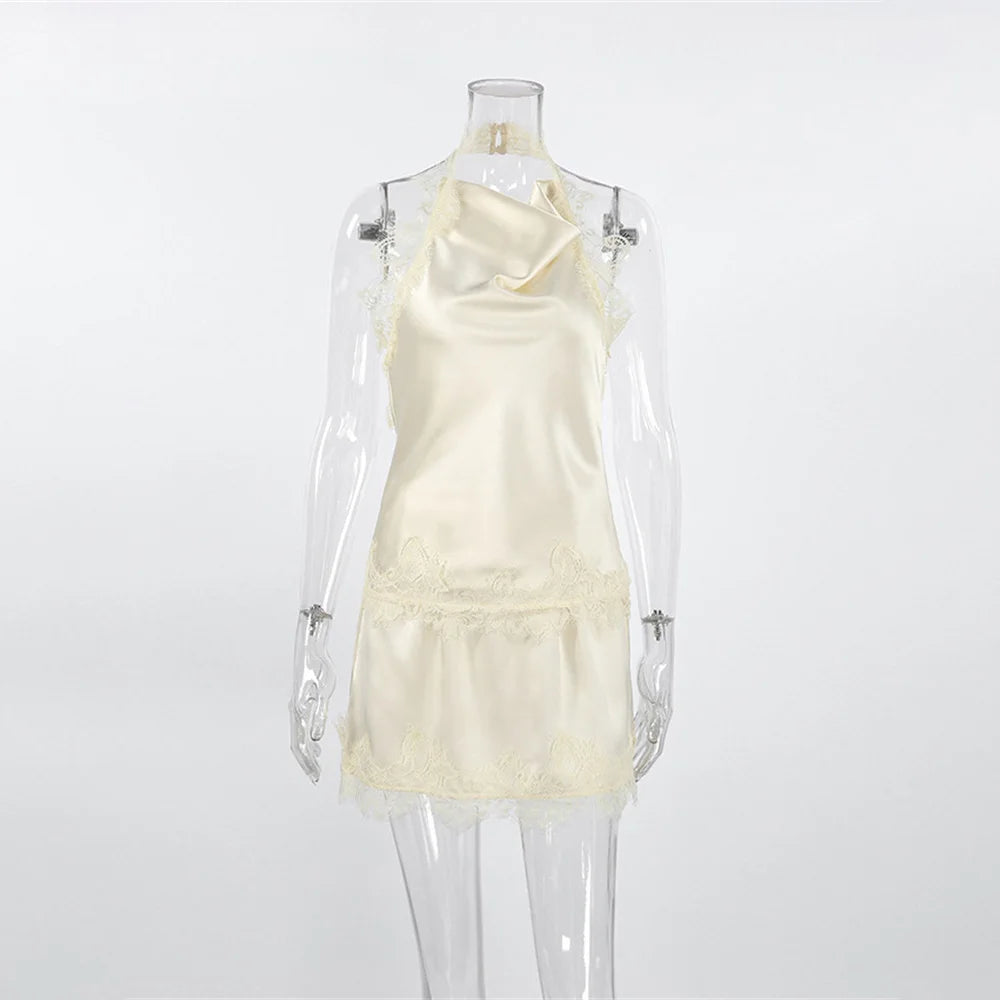 White dress on a transparent mannequin against a white background
