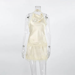 White dress on a transparent mannequin against a white background