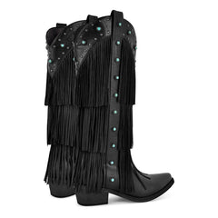 Fringe Pointed Toe Western Boots