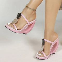 Patent Leather Wedge Sandals