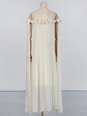 Floral Embellished Off-the-Shoulder Maxi Dress