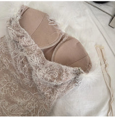 Feather Trimmed Pearl Embellished Corset Dress