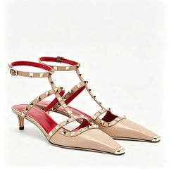 Riveted Square Toe Stiletto Heels