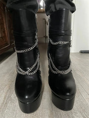 Platform Chain Detail Ankle Boots