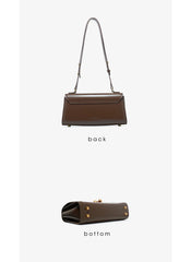 Structured Leather Shoulder Bag with Metal Clasp