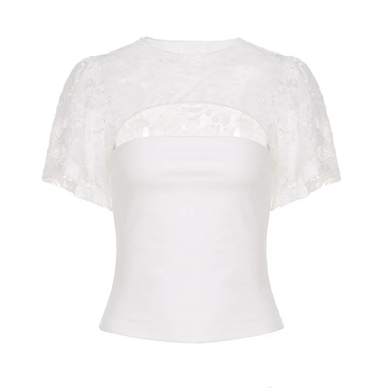 White lace top on a white background