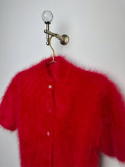 Mock Neck Puff Sleeve Fuzzy Top