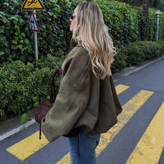 Faux Suede Cropped Bomber Jacket