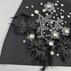 Rhinestone Feather Embellished Mini Dress