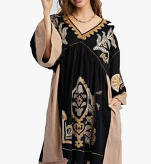 Floral Embroidered V-Neck Mini Dress