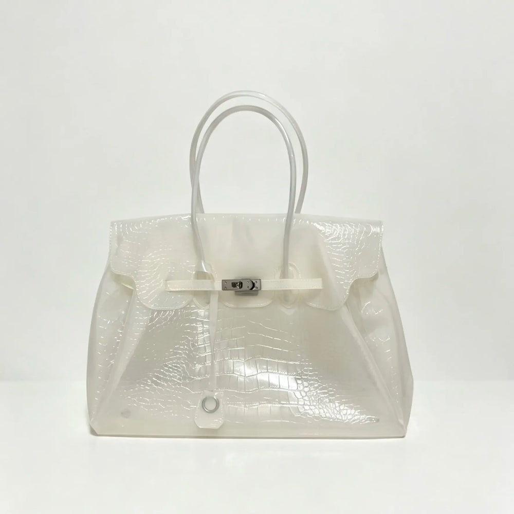 White crocodile embossed jelly bag