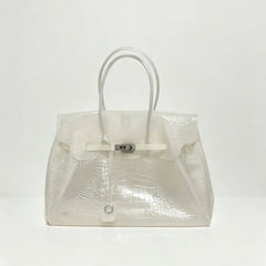 White crocodile embossed jelly bag