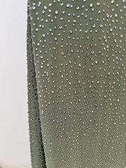 Green Sparkly Rhinestone Cowl Neck Sleeveless Maxi Dress