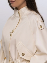 Cropped Drawstring Contrast Hem Jacket