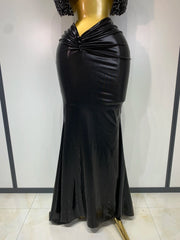 Sparkly Diamond Mock Neck Shawl Crop Top and Maxi Skirt Set