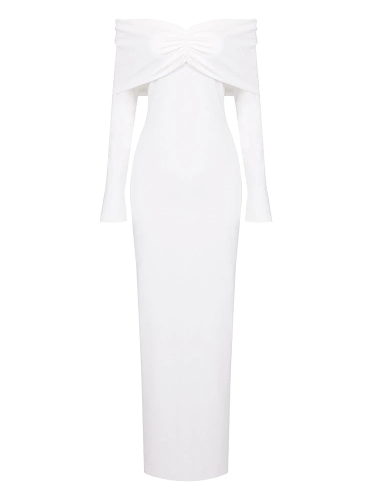 White dress with a bow detail on a white background