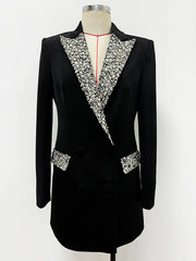 Beaded embellished double-breasted blazer on a mannequin
