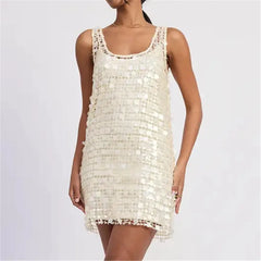 Sequin Mesh Layered Sleeveless Mini Dress