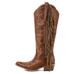 Fringed Embroidered Western Boots