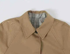 Reversible Plaid Lapel Trench Coat