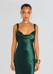 Satin Cowl Neck Open Back Maxi Dress