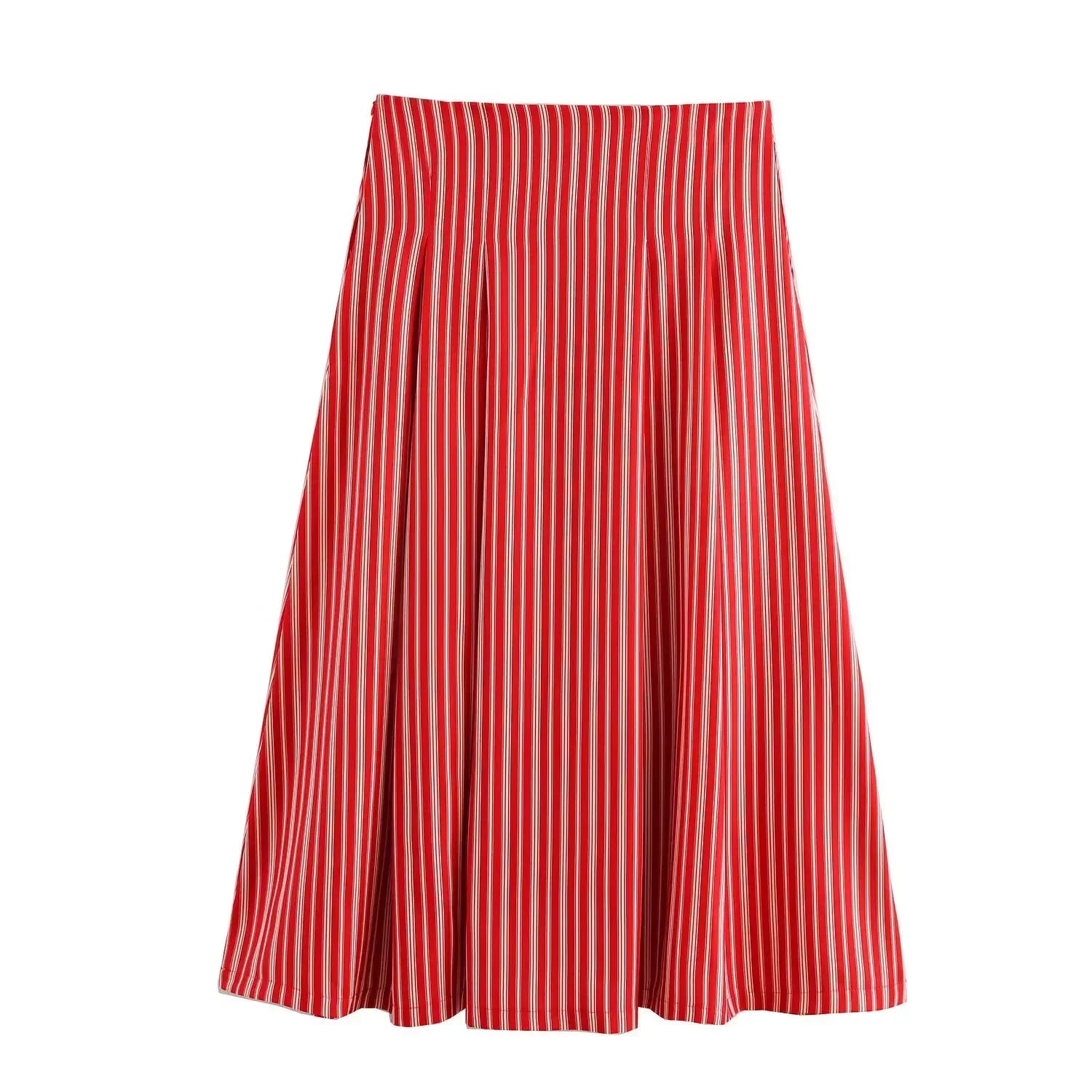 Red and white striped skirt on a white background