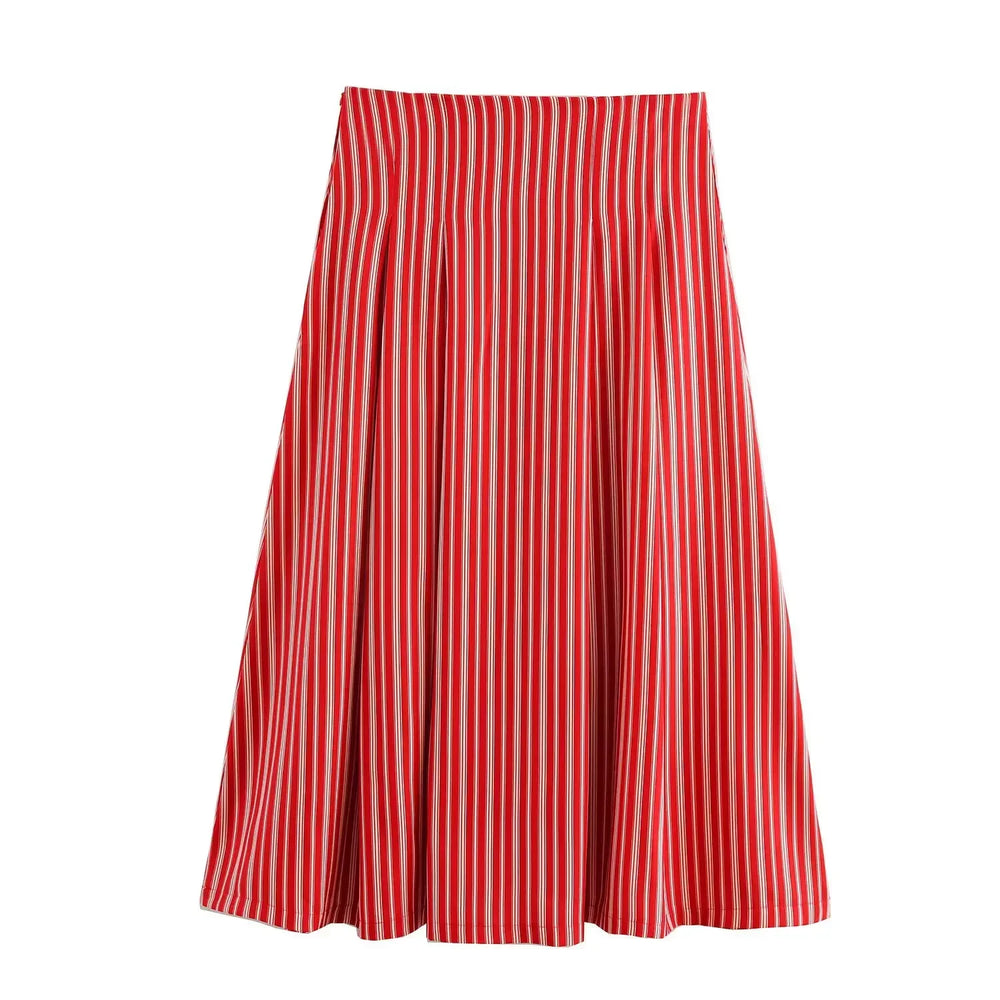 Red and white striped skirt on a white background