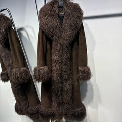 Brown fur coat with matching boots