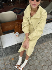 Light Yellow Jacket and Midi Skirt Set