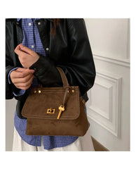 Microfiber Synthetic Leather Flap Handbag