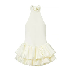 Turtleneck Sleeveless Ruffled Mini Dress