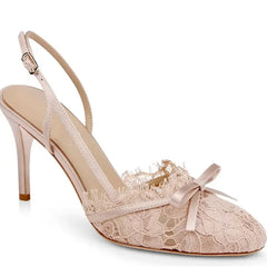 Butterfly Knot Lace Slingback Heels