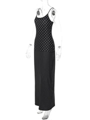 Spaghetti Strap Polka Dot Maxi Dress