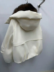 Fur Collar Hooded Puffer Down Jacket