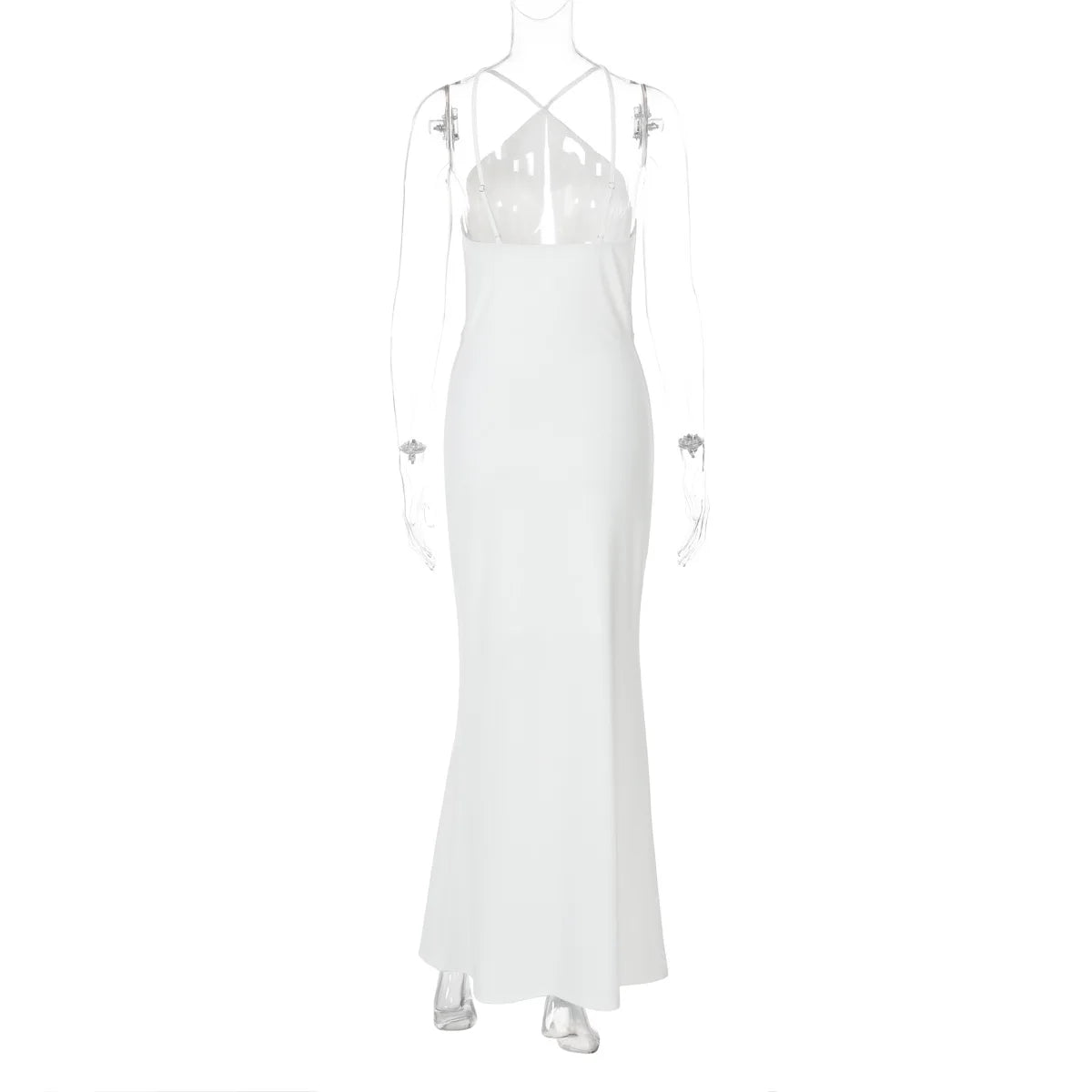 White evening gown on a white background