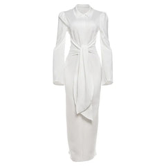 White dress with a tie detail