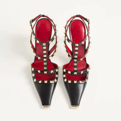Riveted Square Toe Stiletto Heels